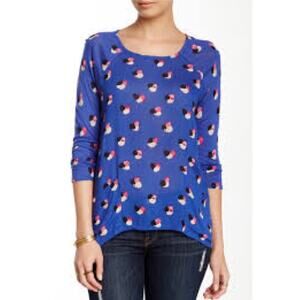 Lucky Brand Blue Geo Dot Top Size Medium